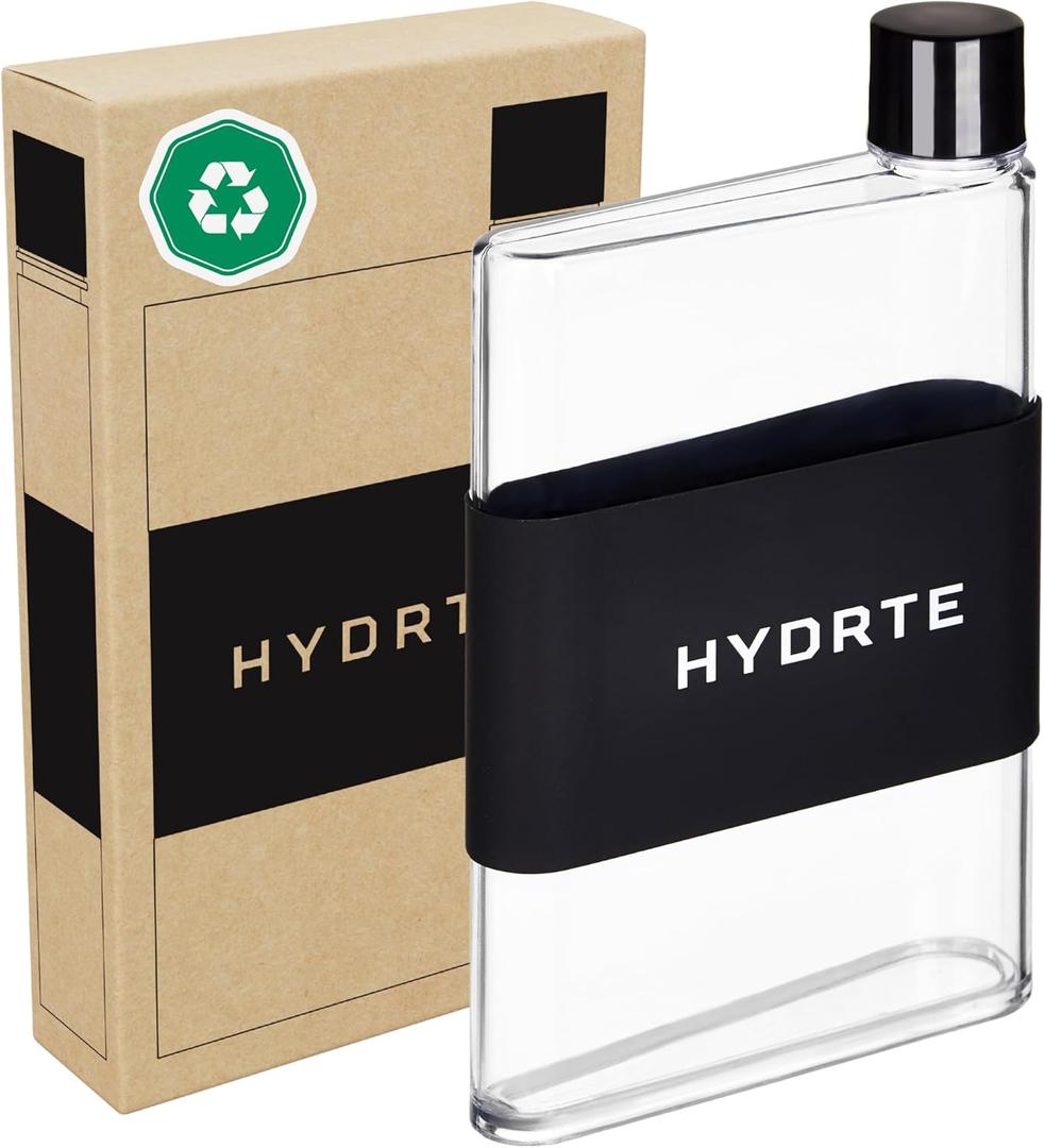 Clear Water Bottle  16.2 oz, Professional Cute Water Bottle for Travel, Slim, Lightweight & BPA-Free for Travel & Everyday Hydration (Nero Black)