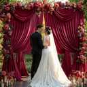 8x10FT Burgundy Backdrop Curtains for Wedding, Wrinkle Free Polyester Photography Backdrop Drapes for Baby Shower Birthday Parties Valentine's Day Stage Background Stand Decorations 4x10ft,2 Panels