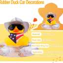 Yellow Duck Car Ornaments Rubber Duck Car Dashboard Decorations with Mini Cowboy Hat Scarf Sunglasses Swim Ring Necklace for Car Dashboard Decoration(Q29)