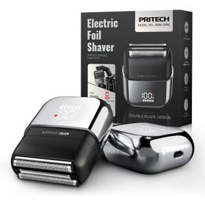 Electric Foil Shaver for Men - Mini Electric Razor for Face Shaving with 3 Floating Blades, USB-C Fast Charging Rechargeable Travel Razor, IPX7 Waterproof Wet Dry, LED Display, Travel Lock