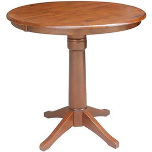 International Concepts 36" Round Top Pedestal Table with 12" Leaf-34.9" H-Dining or Counter Height, Espresso