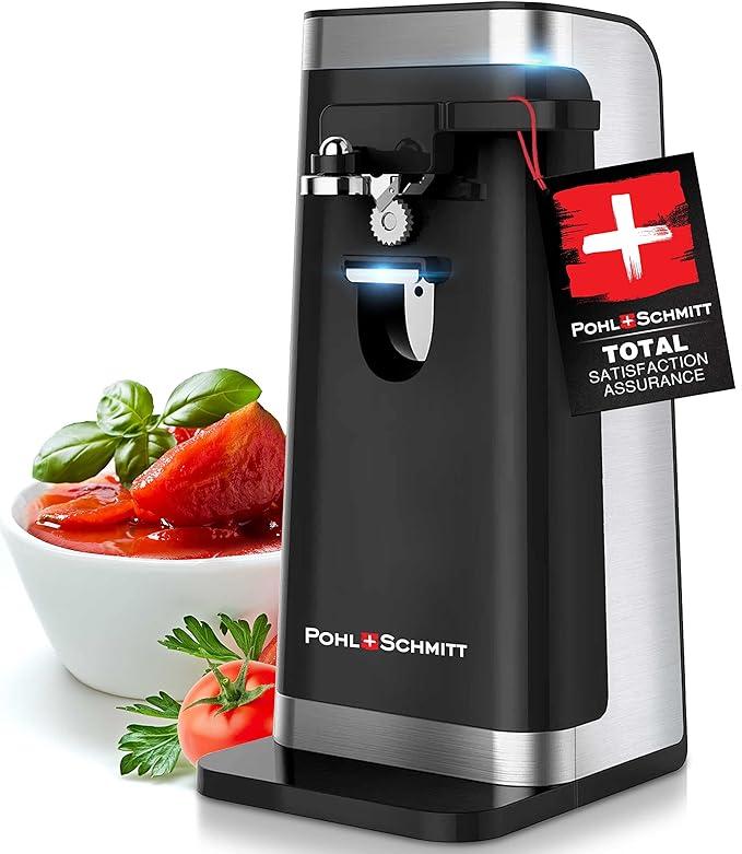 Pohl Schmitt Electric Can Opener with Stainless Steel Blade and Knife Sharpener (Black)