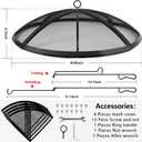 Fire Pit Spark Screen, Fire Pit Screen 30 Inch Round with Handle & Poker, Collapsible Heavy Duty Mesh Fire Pit Cover Fire Pit Lid for Outdoor/Patio/Backyard/RV Camping/Beach