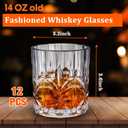12 Sets Plastic Whiskey Glasses 14 oz Unbreakable Whiskey Drinking Glasses Old Fashioned Cocktail Cups Plastic Water Tumblers Clear Wine Cup Shatterproof Short Tumbler for Indoor Outdoor