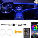 Interior Car LED Strip Lights with Wireless APP & Remote Control, RGB 2 in 1 Car Ambient Lighting Kit with 158 Inches Fiber Optic, Inside Neon Dash Strip with Music Mode