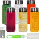 16 oz Glass Juice Bottles with Lids, 6 Pack Wide Mouth Glass Water Bottles Juicing Bottle Reusable for Juicing Smoothies, Infused Water, Bever