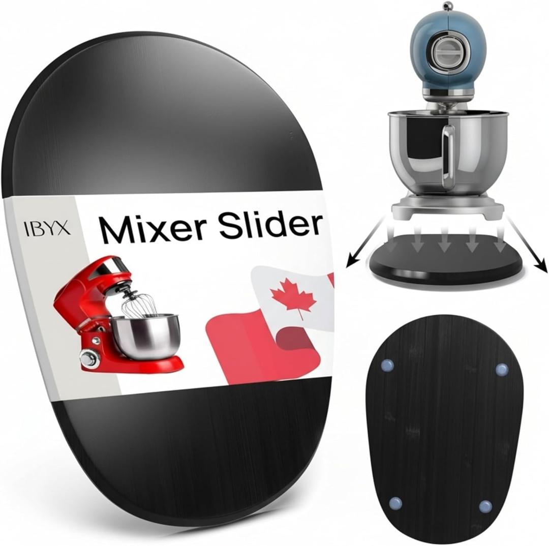 Ibyx Premium Bamboo Mixer Slider for KitchenAid 5-8 Qt Bowl Lift Stand Mixer - Food-Grade Appliance Slider Mat for Kitchen Countertop Storage Accessories (Black)