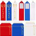 48PCS Award Ribbons, Medal Ribbons for 1st, 2nd, 3rd Place, Event Card & Rope Included, Perfect for Competitions, Sports Events, School Challenges, Vibrant Blue, Red, and White