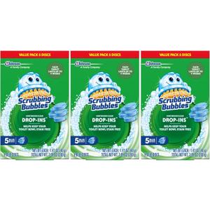 Scrubbing Bubbles Toilet Bowl Tablets, Continuous Clean Toilet Drop In Discs, Each Tablet Provides 4 Weeks of Protection Against Stains and Build Up, 5 Count (Pack of 3)