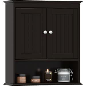 Spirich Bathroom Cabinet Wall Mounted, Wood Hanging Cabinets with Doors and Shelves, Medicine Cabinet Over The Toilet, Espresso