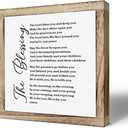 Rustic Christian Wooden The Blessing Sign Farmhouse Bible Verse Box Plaque 9.89.8in, Religious Wall Art for Living Room or Shelf Decor, Inspirational Home Decoration, Housewarming or Christian Gift