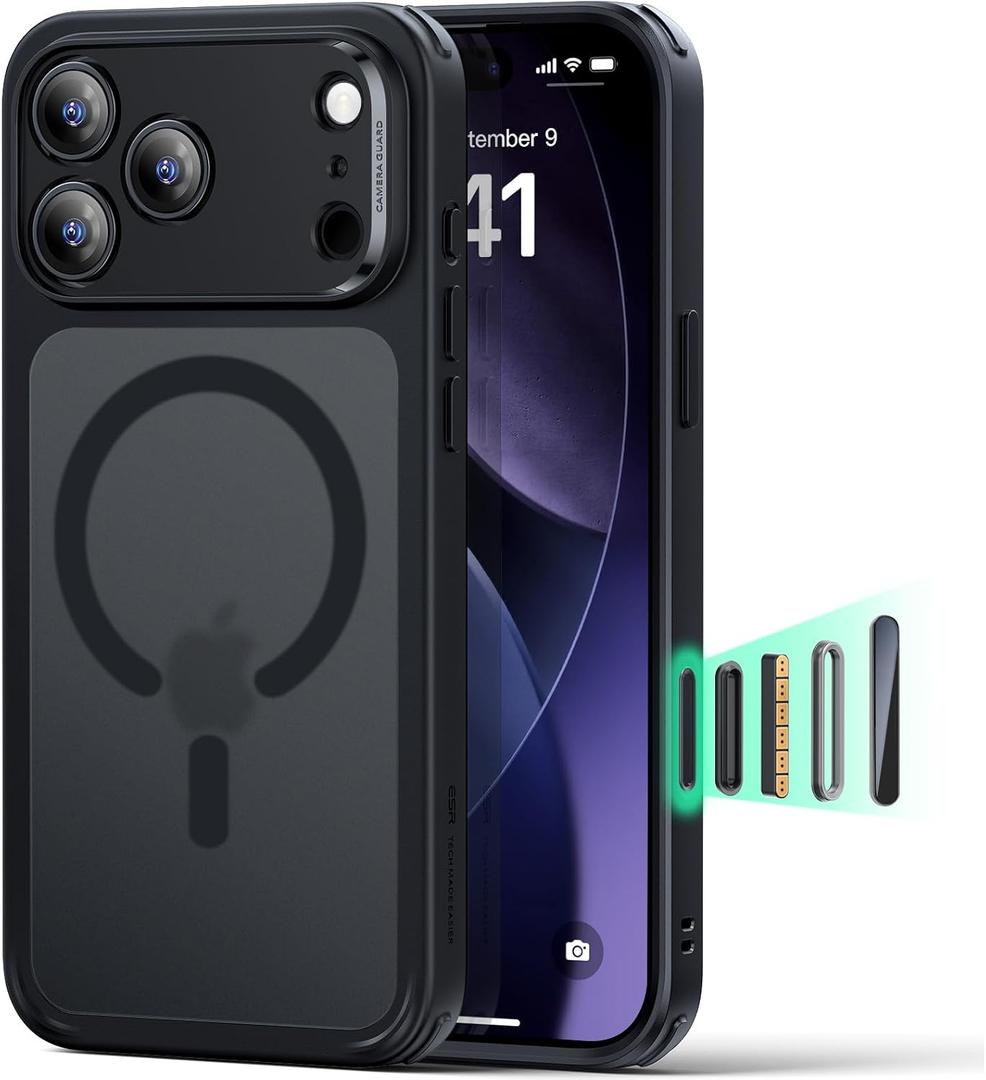 ESR for iPhone 17 Pro Max Case, Camera Control Cover, Compatible with MagSafe, Shockproof Military-Grade Protection, Magnetic Phone Case for iPhone 17 Pro Max, Classic Hybrid Case, Frosted Black