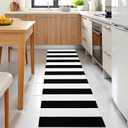 OLANLY Black and White Striped Rug 2' x 6' Washable Cotton Indoor Outdoor Doormat for Front Door, Entryway, Kitchen, Porch, Patio Decor