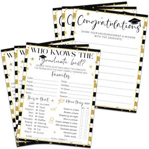 2 x Who Knows The Graduate Best Game Set, 20 Pcs Graduation Party Icebreaker Game Cards, Class Of 2026 Graduation Party Announcement Game For High School, College, University - A03