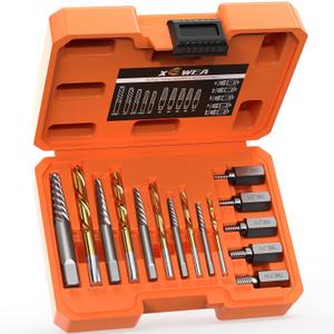 Screw Extractor Drill Bit Set,Chrome Molybdenum Alloy Steel Screw Remover for Removing Stripped Screws and Broken Bolts Ez Out Stripped Rounded-Off Damaged Bolts Screws&Studs Removal Tool (15-Pieces)