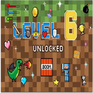 Pixel Backdrop 6 Year Old Birthday Party Decoration 6x6Ft Video Game Themed Banner Gaming Gamer Photo Background for Kids Boy Cake Table Supplies