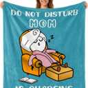 Funny Birthday Gifts for Mom from Daguther Son Mom is Charging Blanket Soft Funny Christmas Travel Blanket Present New Moms Gifts Mommy Mama Throw Blanket for Cozy Naps 60"x50"