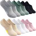 Toes Home No Show Socks Womens Cushioned Low Cut Athletic Hidden Liner for Sneakers Ankle Invisible Running Socks 4/6 Pairs (9-11, Multi Colors)