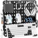 KDD Keyboard and Mouse Display Stand Holder, Wall Mount Office Organization Pegboard Combination Kit with Pen holder, Hooks, Headset & Controller Stand for Office & Home Hanging Organizer Storage