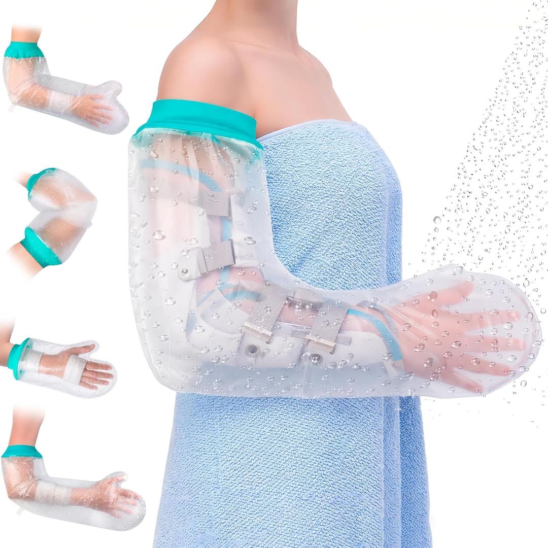 Waterproof Cast Covers for Shower Arm, Reusable Soft Adult Long Arms Protector Bag after Surgery, Comfortable Durable Showering Sleeve for Wound Hands/Wrist/Elbow/Finger, Recovery Supplies Gifts (1PK)