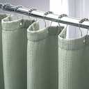 AmazerBath Waffle Stall Shower Curtain, Sage Green Shower Curtain Fabric, Hotel Quality Bathroom Shower Curtains, Heavy Duty, 36 x 72 Inches