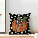 Fall Pillow Covers 18x18 Set of 2 Autumn Black Polka Dot Orange Pumpkin Throw Pillow Covers Outdoor Decor Thanksgiving Decorations Pumpkin Farmhouse Decorative Cushion Covers for Home Couch