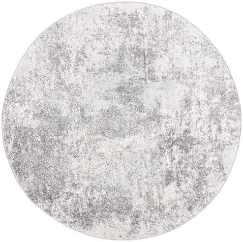 SAFAVIEH Tulum Collection 5' Round Ivory/Grey TUL209B Modern Abstract Non-Shedding Dining Room Entryway Foyer Living Room Bedroom Area Rug 5"