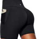 Heathyoga 6" Butt Lifting Biker Shorts Women with Pockets Workout Shorts Women Tummy Control Yoga Shorts Spandex Shorts Gym (Small, Black)