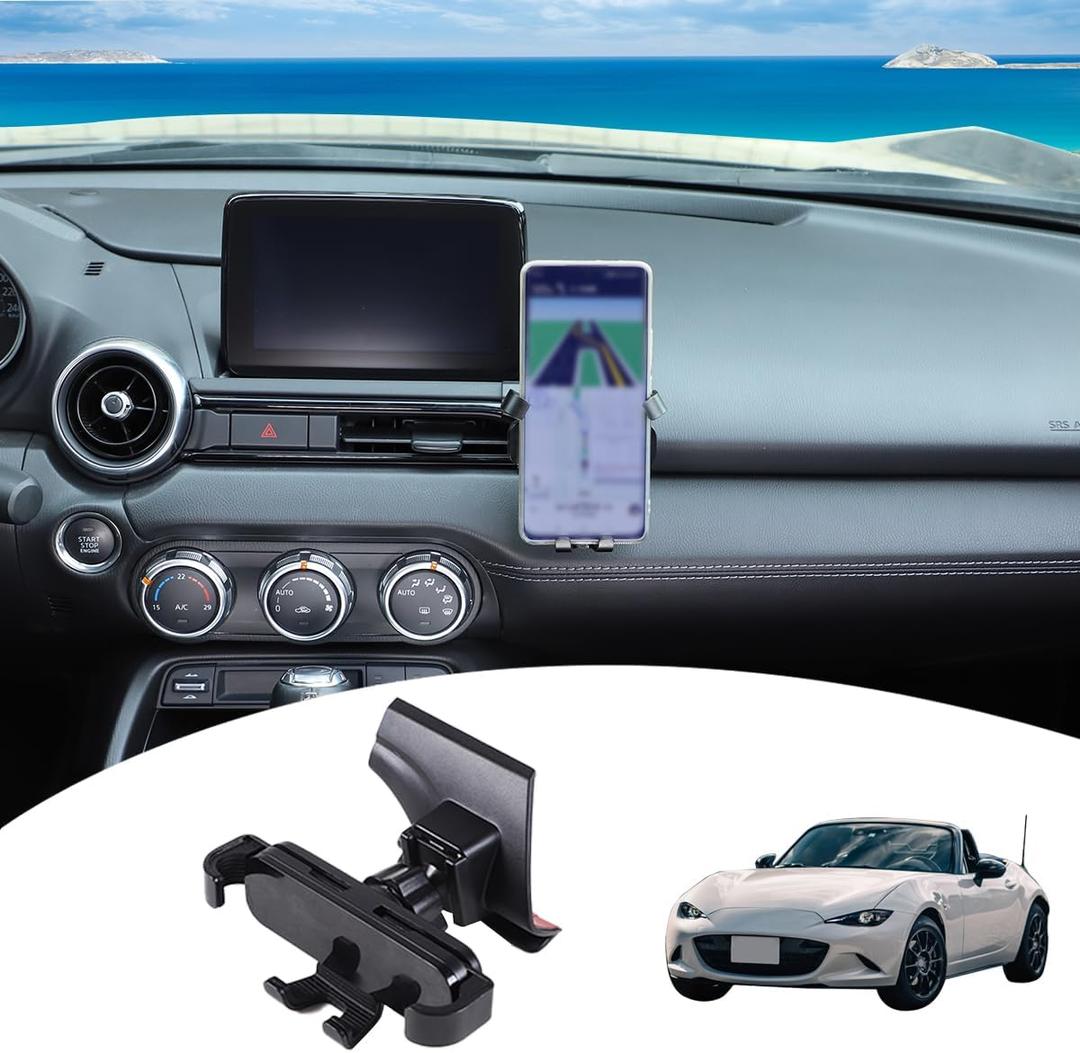 Car Phone Holder Compatible with Mazda MX-5 ND 2016-2024 Center Console Air Vent Phone Mount Adjustable，ABS Black Car Phone Cradle Car Accessories (Style B)