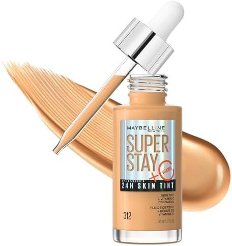 Maybelline Super Stay Up to 24HR Skin Tint, Radiant Light-to-Medium Coverage Foundation, Makeup Infused With Vitamin C, 312, 1 Count