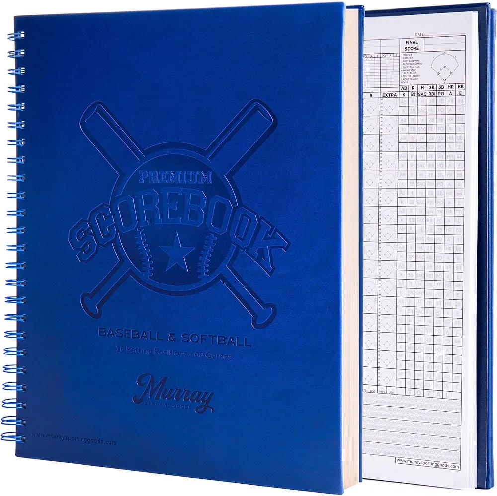 Murray Sporting Goods Premium Baseball Softball Scorebook - 60 Games | Stats Score Keeper Book for Adult & Youth Baseball/Softball 2 Pk