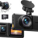 iZEEKER 3 Channel Dash Cam Front and Rear Inside, 2K Single, 1080P Triple Dash Camera for Cars with MicroSD Card, Infrared Night Vision for Taxi Driver, Accident Record, Loop Recording, Parking Mode
