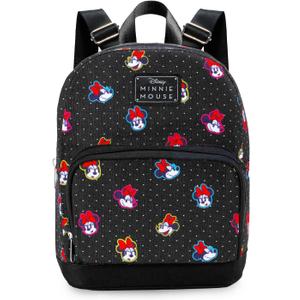 Disney Minnie Mouse Mini Backpack - 10" Canvas Disney Minnie Backpack Purse Shoulder Bag | Women, Adults, Teens