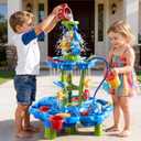 2-Tier Auto Water Table with Pump, Summer Outdoor Beach Outside Backyard Activity Sensory Sand Water Table, Birthday Party Gifts for Kids Boys and Girls Ages 3 4 5 6 7 8