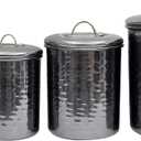 nu steel Set Of 4 Food storage Container Kitchen Hammered Canister with black nickel finish