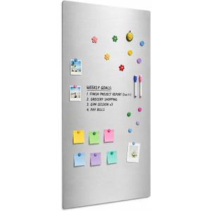 Lincia 48 x 23.6 Inch Magnetic Whiteboard Sticker, Metallic-Like Texture Dry Erase White Board Paper for Wall, Self Adhesive Memo Sheet for Office Classroom Kitchen