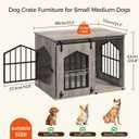 MAHANCRIS Dog Crate Furniture, 31.5" Farmhouse Dog Kennel with Sliding Barn Door, Wooden Dog Cage for Small Medium Dogs, Decorative Pet House Side End Table, Chew-Resistant, Greige DCHG9601