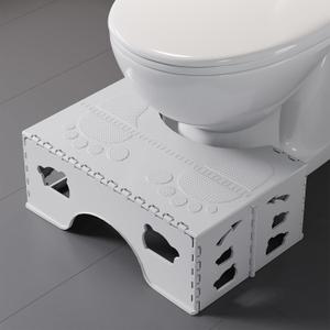 Foldable Toilet Stool Poop Stool Adult, Portable Squatting Potty for Travel Size, 7 Inch Toilet Stool Squat Adult, Collapsible Pooping Foot Stool for Bathroom, Toilet Step for Kids (Light Gray)