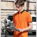 Mens Polo Shirt Short Sleeve Sports Tactical T-Shirt Athletic Golf Polos Daily Casual Stylish Collared Shirts for Men (Orange, M)