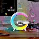 Alarm Clocks For Bedrooms White Speaker Wireless Charger Smart Light Sound Machine Smart Alarm Clocks for bedrooms Night Light Lamp Sunrise Alarm Clock Restroom Bedroom 6.14 inch(Mini-Style G63)