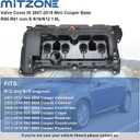 MITZONE Cylinder Head Valve Cover Compatible with 2007-2016 Mini Cooper Base R55-R61 non-S N16/N12 1.6L Replace 11127646554