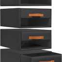 DIMJ Closet Organizers and Storage - Fabric Bins with Drawers for Closet Foldable Clothes Organizers with Clear Window, Stackable Storage Drawers Units for Bedroom, Living Room, Medium 4-Pack, Black
