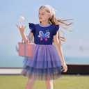 LQSZ Girls Tulle Dresses Princess Flutter Sleeve Tutu Dress for Toddler Girl 3-12 Years (Purple)