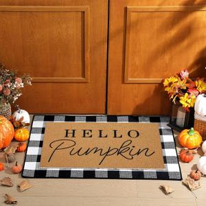 Tinideya 2 Pcs Fall Door Mat Hello Pumpkin Welcome Non Slip Coir Mats Thanksgiving Black White Plaid Harvest Floor Layering Doormats Seasonal for Front Porch Entryway Decor( Black White Plaid) Tinideya 2 Pcs Fall Door Mat Hello Pumpkin Welcome Non Slip Coir Mats Thanksgiving Black White Plaid Harvest Floor Layering Doormats Seasonal for Front Porch Entryway Decor( Black White Plaid)