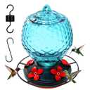 Glass Hummingbirds Feeder for Outdoors Hanging,25 OZ Humming Birds Feeder for Outdoors,Hummingbird Gifts,Gardening Gifts for Women(Blue)