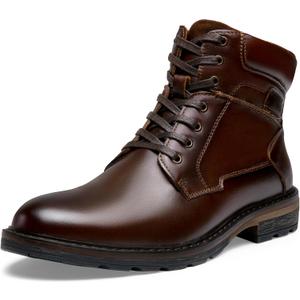 Jousen Men's Chukka Boots Lace-Up Mid-Calf Leather Dress Boots (Brown, L) 11.5