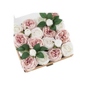 Ling's moment Artificial Flowers Silk Austin Roses Silk Flowers Artificial Roses w/Stem for Wedding Bouquets Centerpieces Party Home Decoration