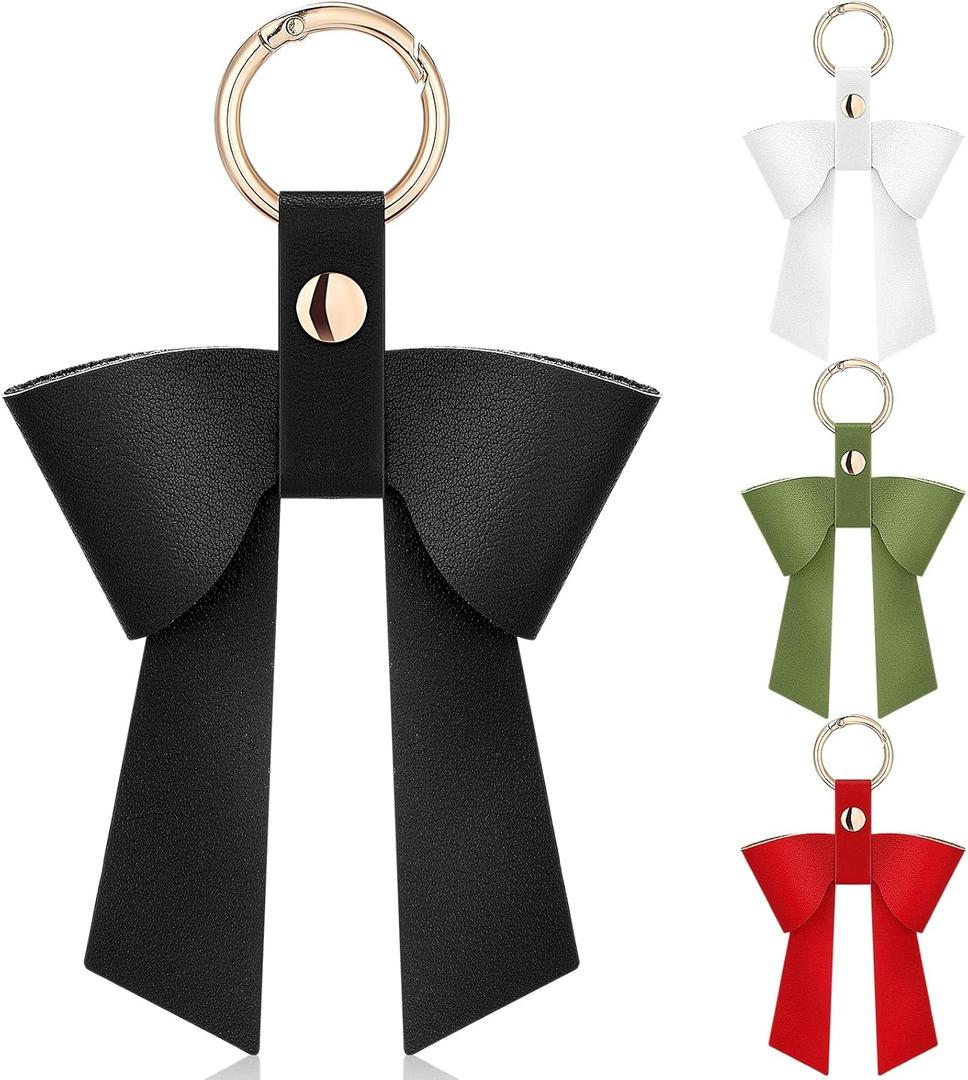 3 x 4 Pcs Bow Leather Charm for Bag Purse Handbag, Bow Keychain Thank You Appreciation Gift Elegant Bag Cute Charm Car Key Ring for Teacher Women Accessories Graduation Gift