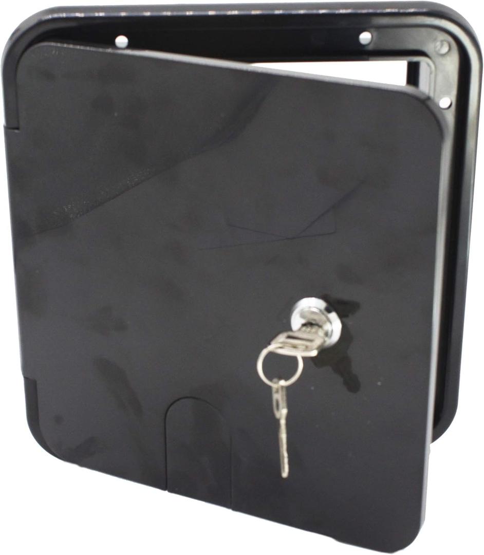 X-Haibei RV Trailer Electric Power Cord Cable Hatch Camper Hose Storage Door Compartment Lock 2 Keys W 6-1/4 inch, H 6-3/4 inch (Black)