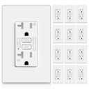12 Pack Super Slim 20 Amp WR GFCI Outlet, Weather-Resistant, Outdoor 20A GFI Receptacle with LED Indicator, Ground Fault Circuit Interrupter, Screwless Wallplate Included, ETL Listed, White